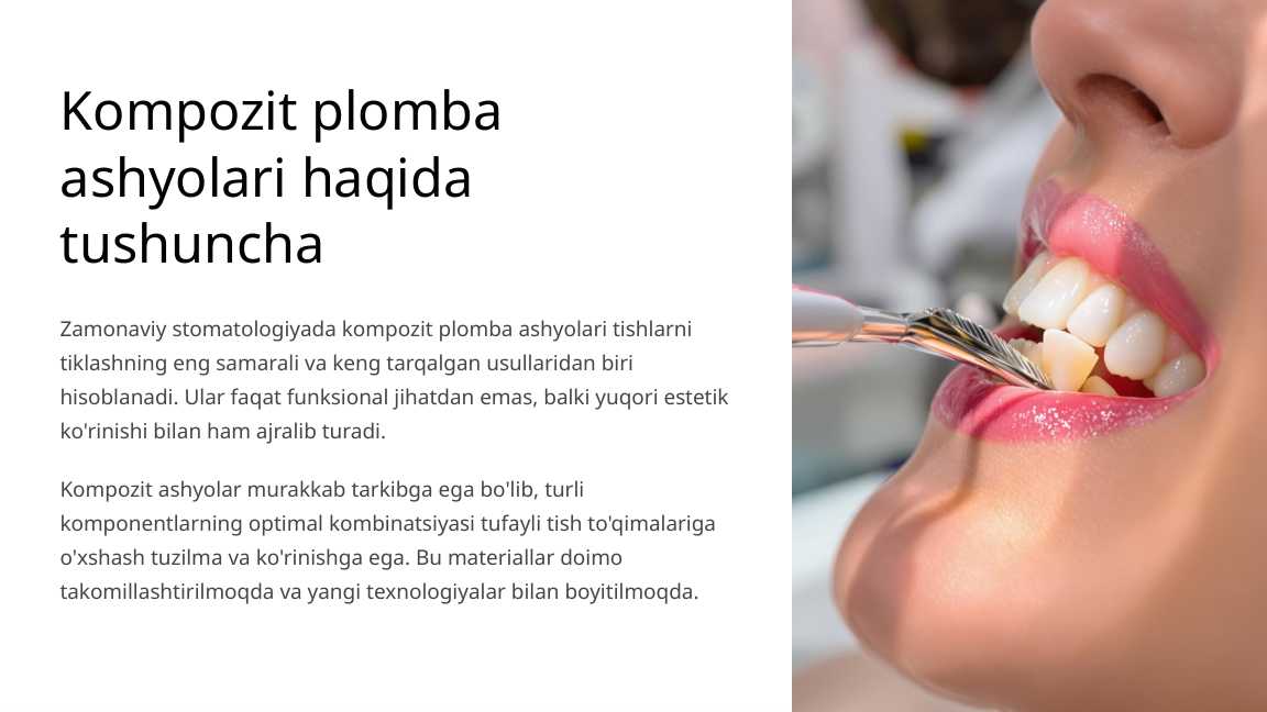 Kompozit plomba ashyolari haqida tushuncha.