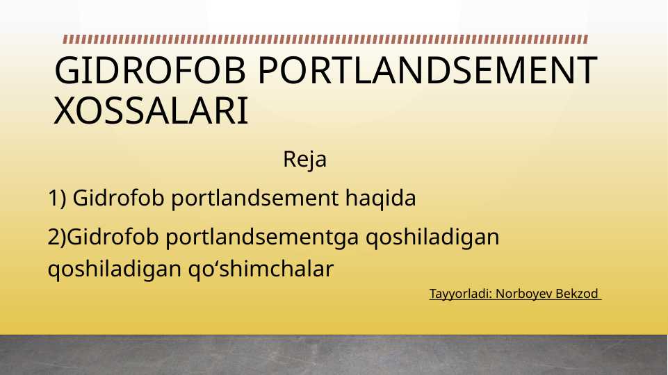 Gidrofob Portlandsement xossalari