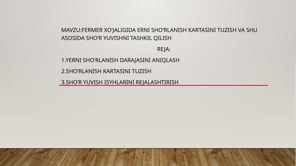 Fermer xo‘jaligida erni sho‘rlanish kartasini tuzish va shu asosida sho‘r yuvishni tashkil qilish