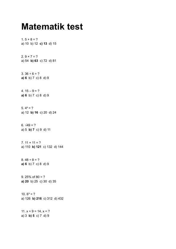 Matematik test