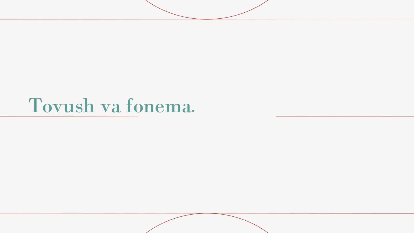 Tovush va fonemalar