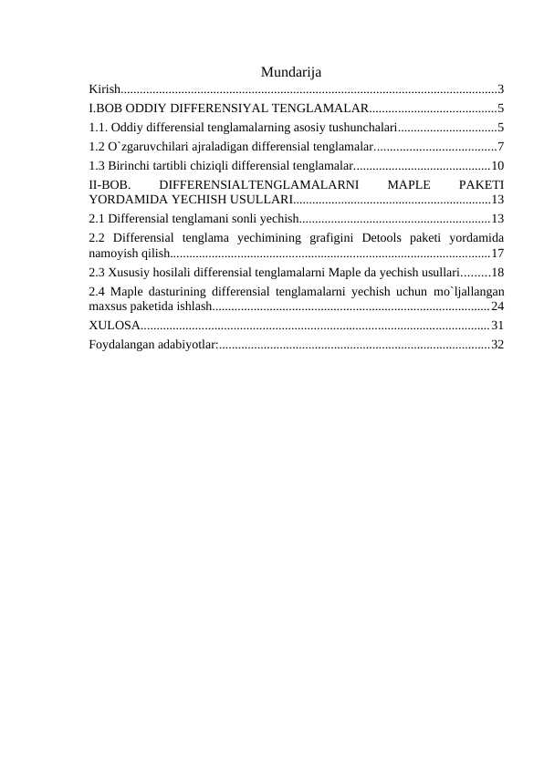 Oddiy diffrensial tenglamalar