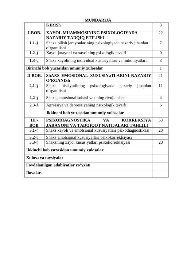 SHAXS XAYOLI VA EMOTSIONAL XUSUSIYATLARINING PSIXODIAGNOSTIK TADQIQI