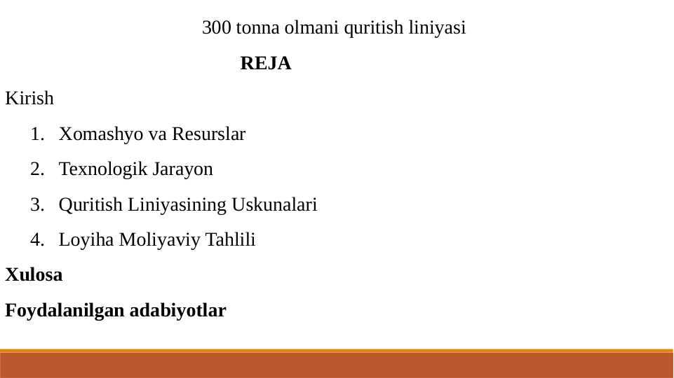 300 tonna olmani qurutish liniyasi