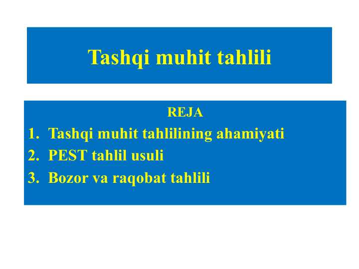 Tashqi muhit tahliliTashqi muhit tahlili