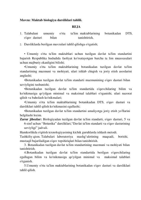 Maktab biologiya darslik tahlil