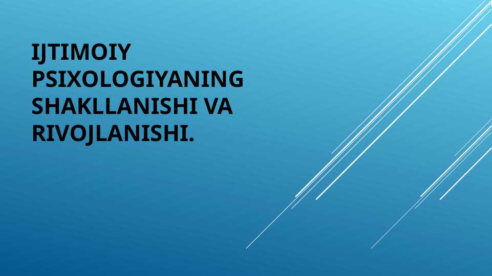 Ijtimoiy psixologiyaning shakllanishi va rivojlanishi