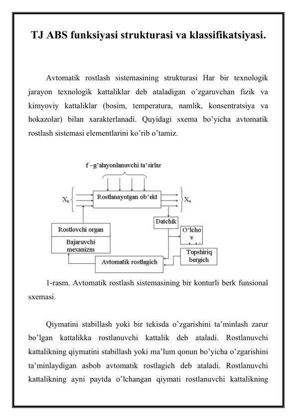 TJ ABS funksiyasi strukturasi va klassifikatsiyasi.