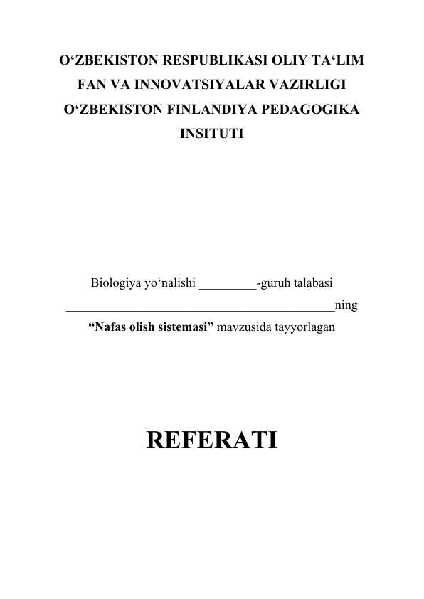 Nafas olish sistemasi referat