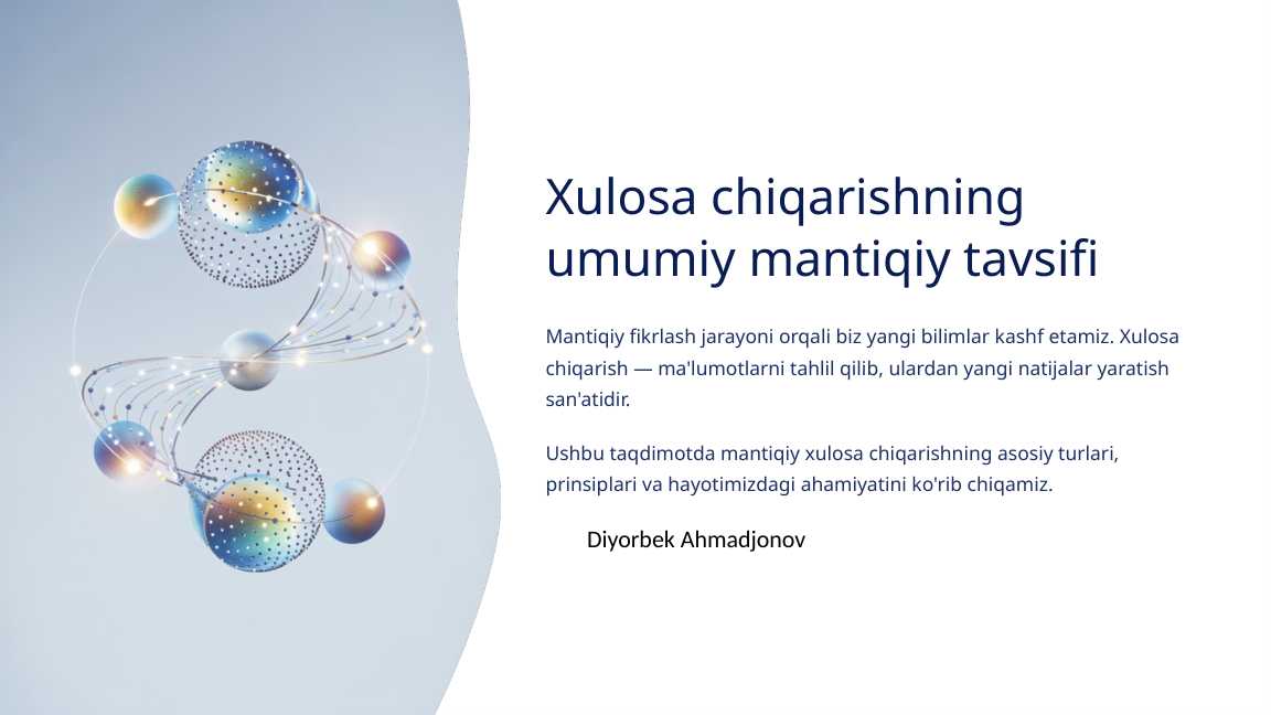Xulosa chiqarishning umumiy mantiqiy tavsifi