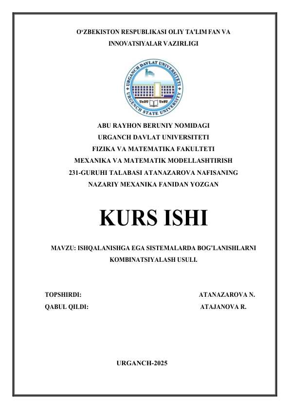 ISHQALANISHGA EGA SISTEMALARDA BOG’LANISHLARNI KOMBINATSIYALASH USULI. 1.docx