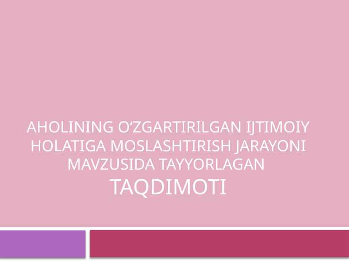 Aholining oʻzgartirilgan ijtimoiy holatiga moslashtirish jarayoni