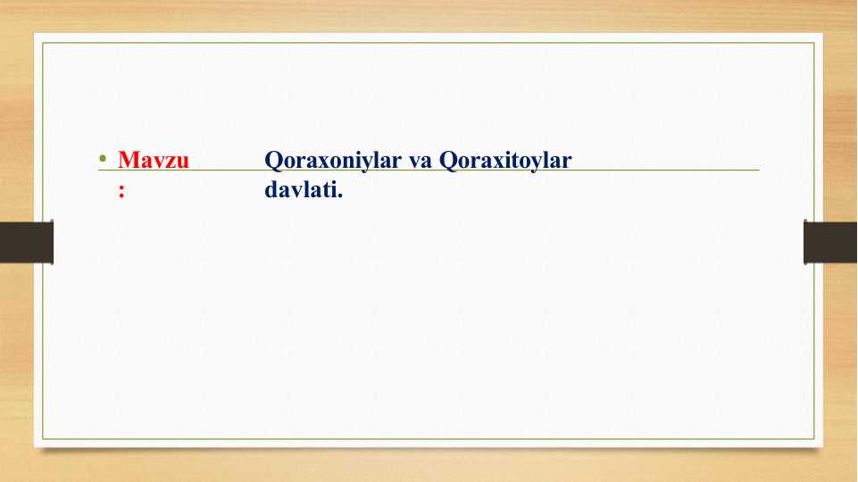 Qoraxoniylar va Qoraxitoylar davlati