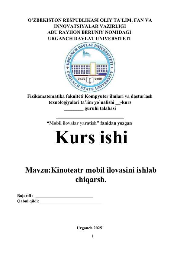 Kinoteatr mobil ilovasini ishlab chiqarsh.