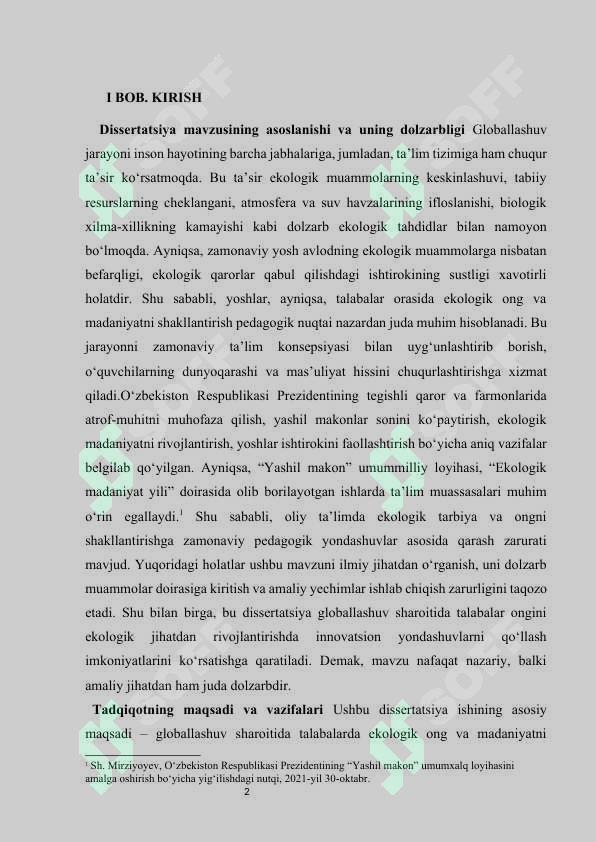 Globallashuv sharoitida talabalrda ekologik ong va madaniyatni shakllantirish usullari
