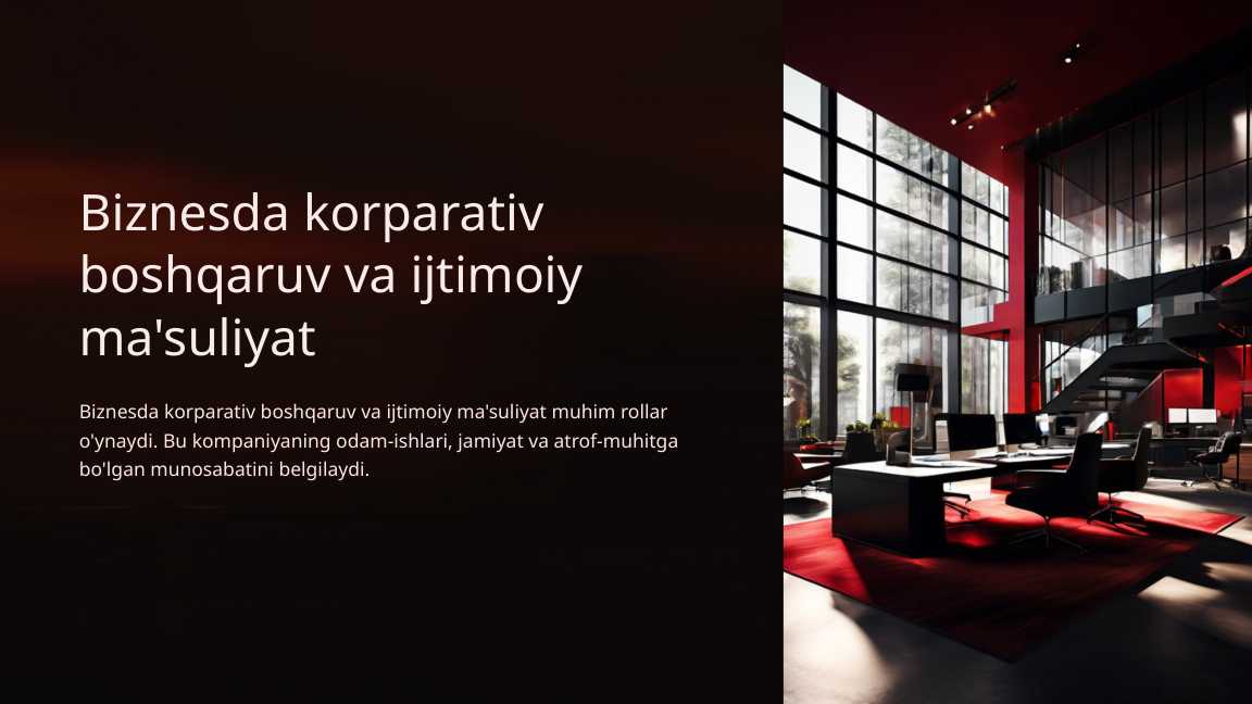 Biznesda korparativ boshqaruv va ijtimoiy ma'suliyat