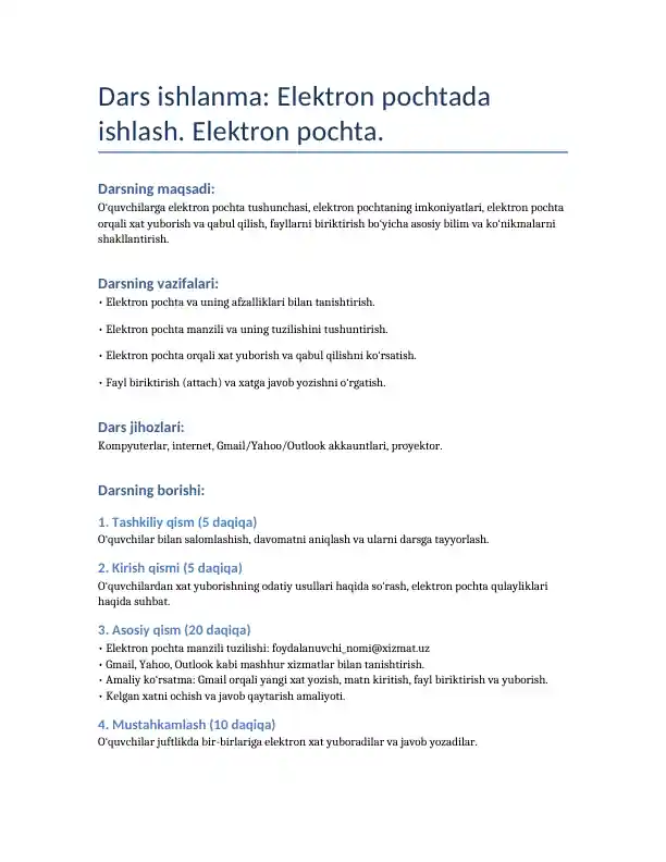 Elektron pochtada ishlash