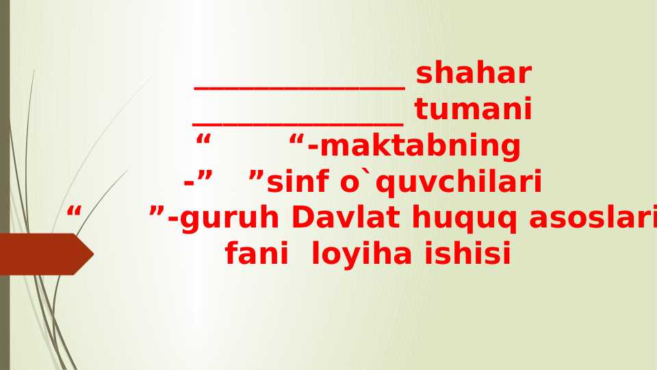 Davlat huquq asoslari loyiha ish