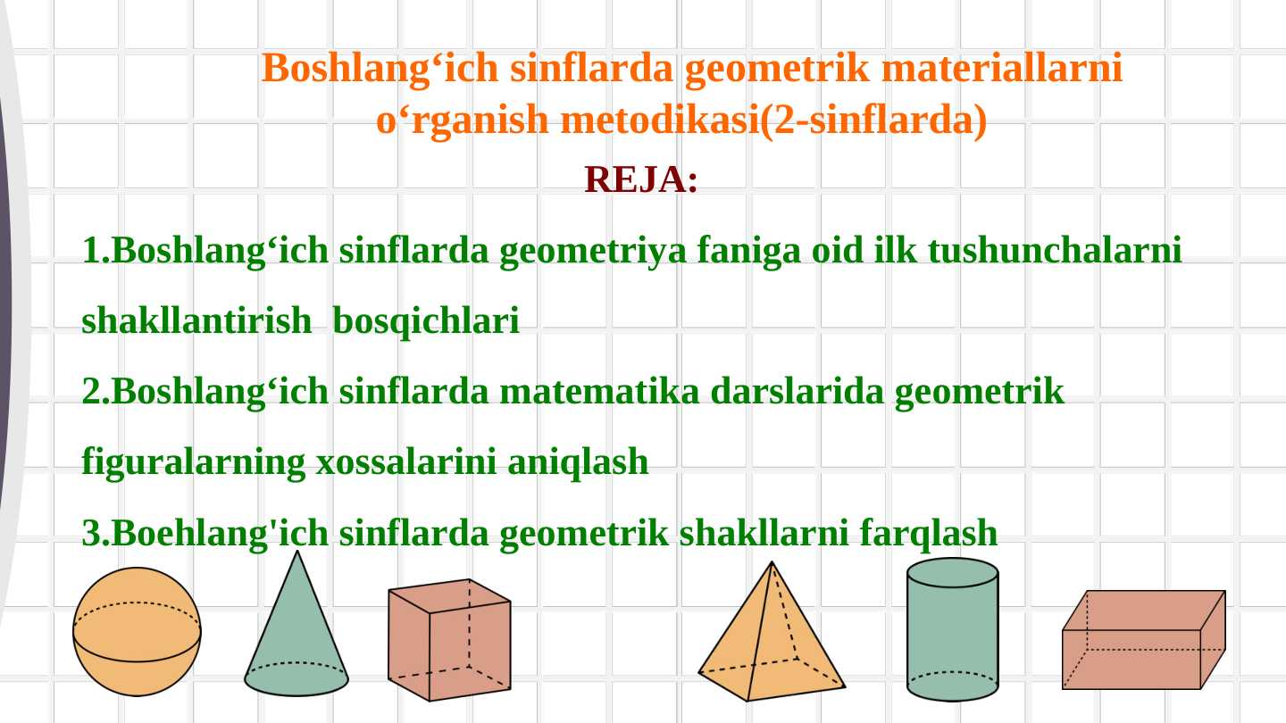 Boshlangʻich sinflarda geometrik materiallarni oʻrganish metodikasi(2-sinflarda)