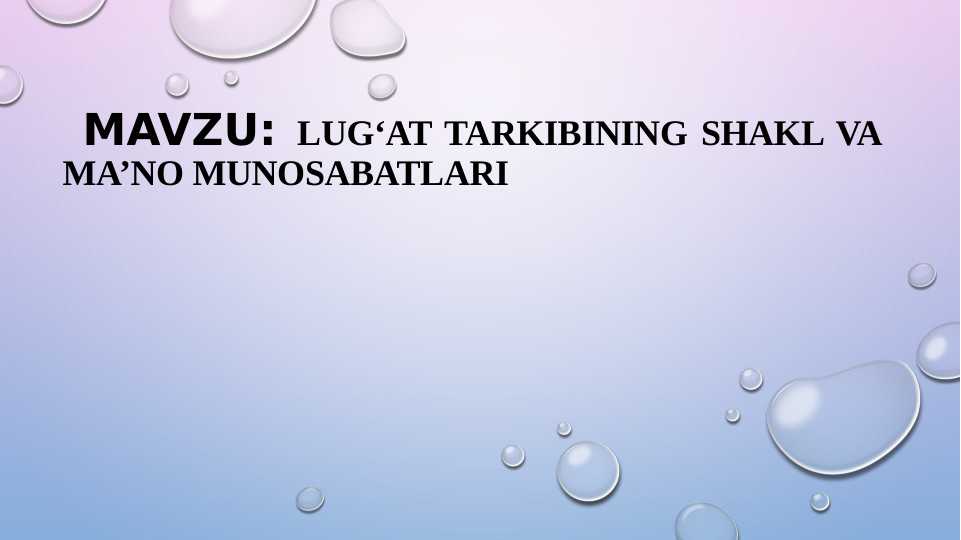 Lugʻat tarkibining shakl va maʼno munosabatlari