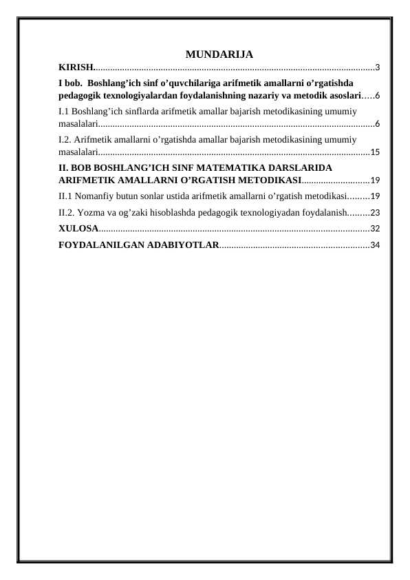 Boshlangʻich sinf oʻqituvchilarga arfimetik amallarni oʻrgatish