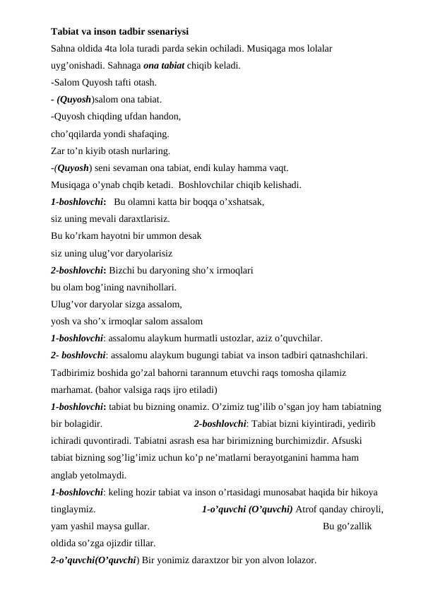 Tabiat va inson tadbir ssenariysi