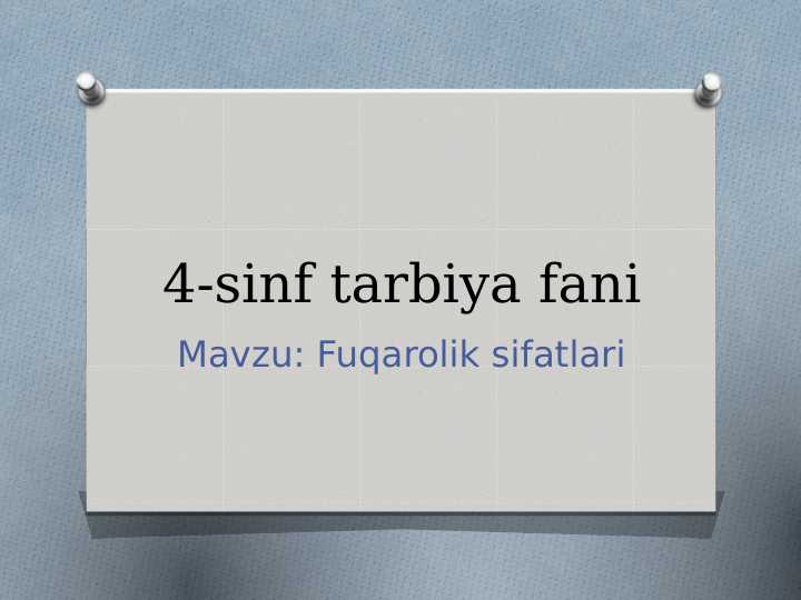 4-sinf tarbiya Fuqarolik sifatlari