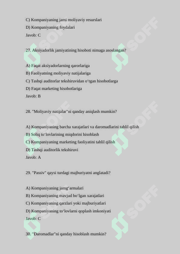 Buxgalteriya hisobi bo‘yicha 100 ta test savollari va javoblari.docx