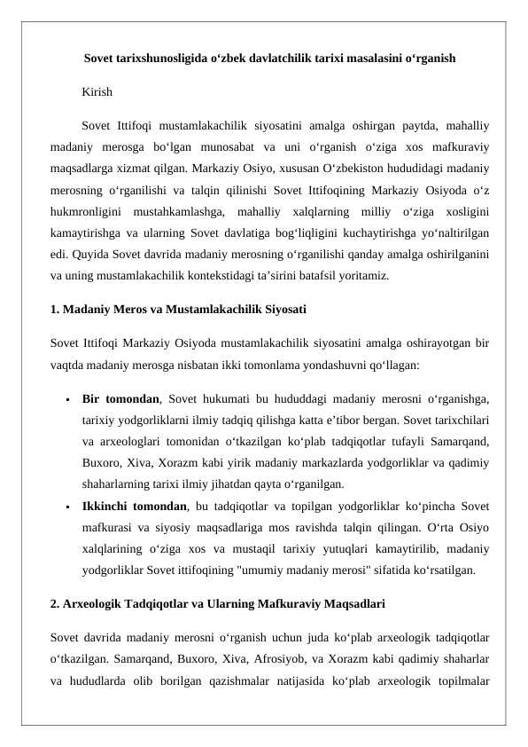 Sovet tarixshunosligida o‘zbek davlatchilik tarixi masalasini o‘rganish 24