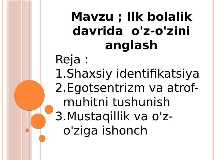 Ilk bolalik davrida o'z-o'zini anglash