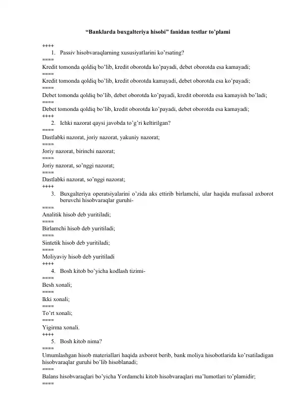Banklarda buxgalteriya hisobi
