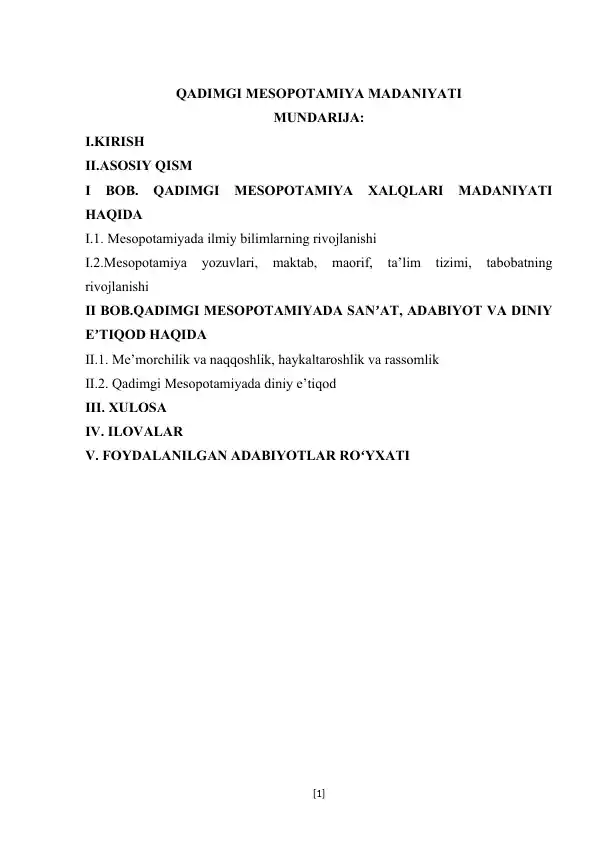 QADIMGI MESOPOTAMIYA MADANIYATI