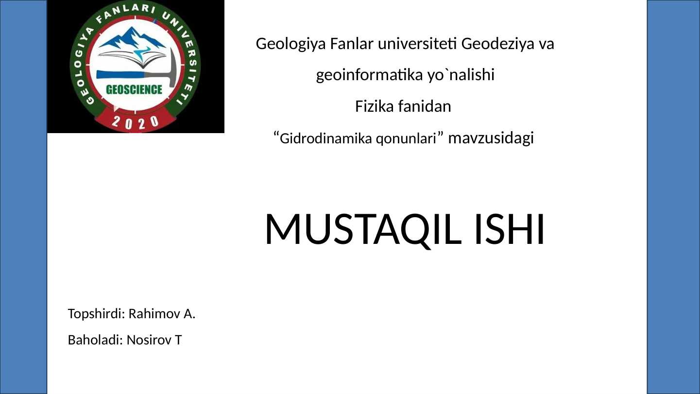 Gidrodinamika qonunlari