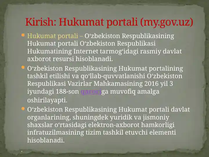 Hukumat portali (my.gov.uz)