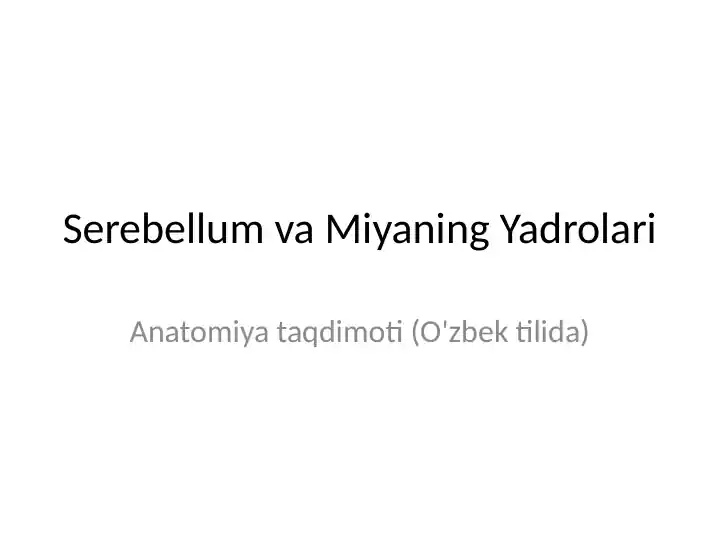 Serebellum va Miyaning Yadrolari / Anatomiya taqdimoti (O'zbek tilida)