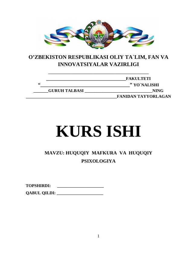 HUQUQIY MAFKURA VA HUQUQIY PSIXOLOGIYA