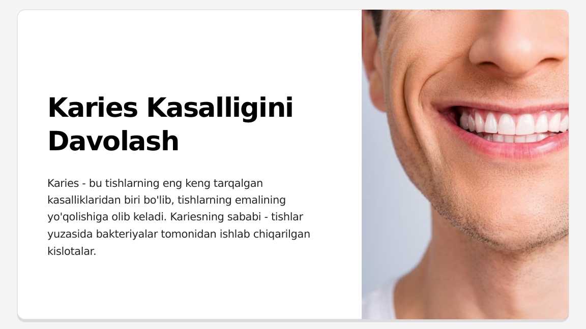 Karies kasalligini umumiy davolash. Karies va ovqatlanish. Fizik davolash usullari.