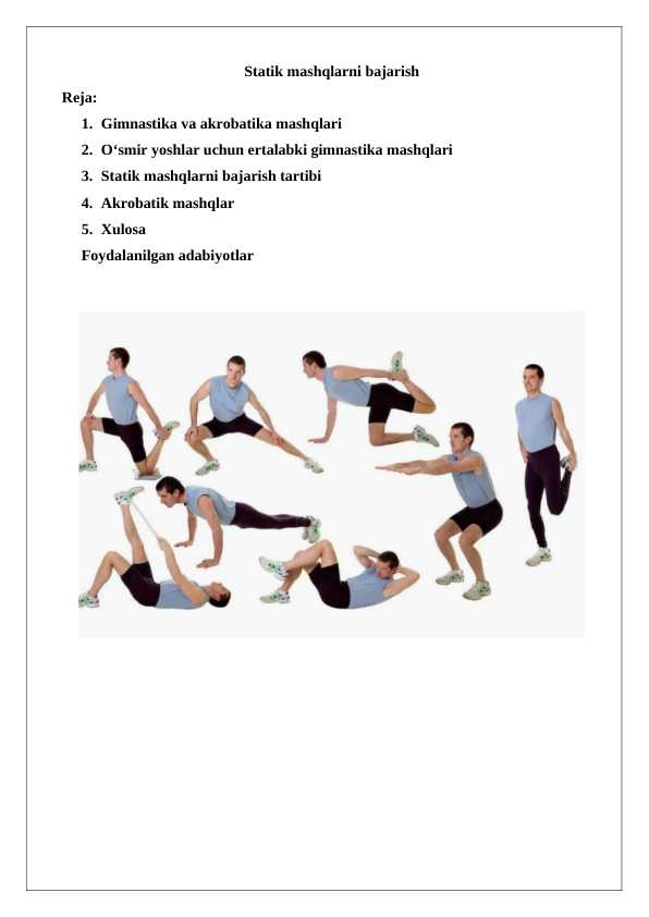 Statik mashqlarni bajarish