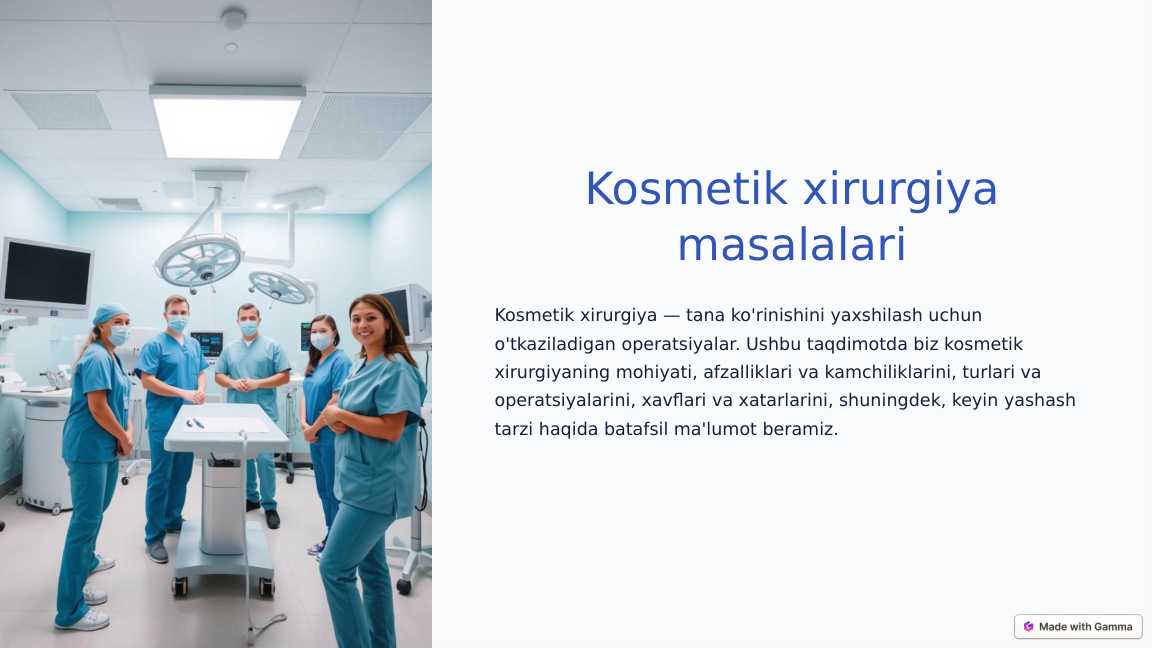 Kosmetik xirurgiya masalalari