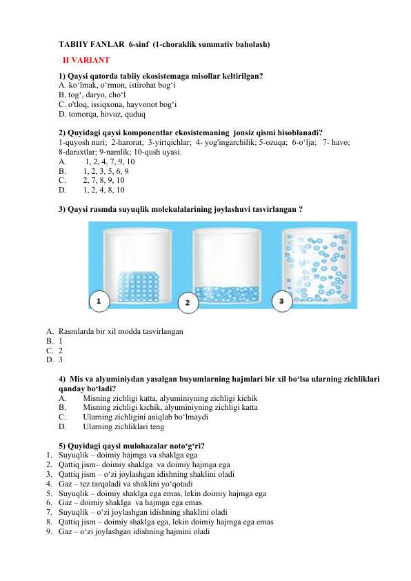 Tabiiy fanlar 6-sinf chsb