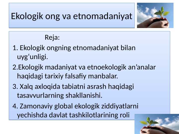 Ekologik ong va etnomadaniyat