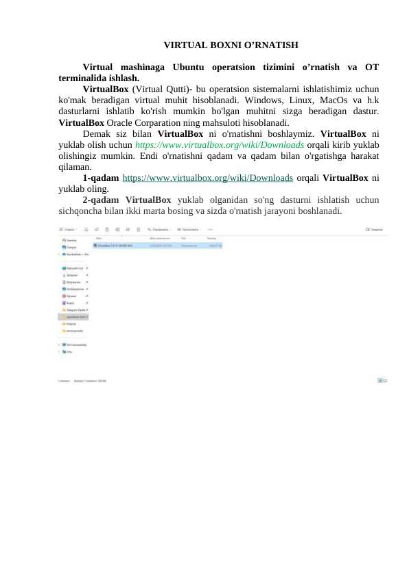 VIRTUAL BOXNI O'RNATISH