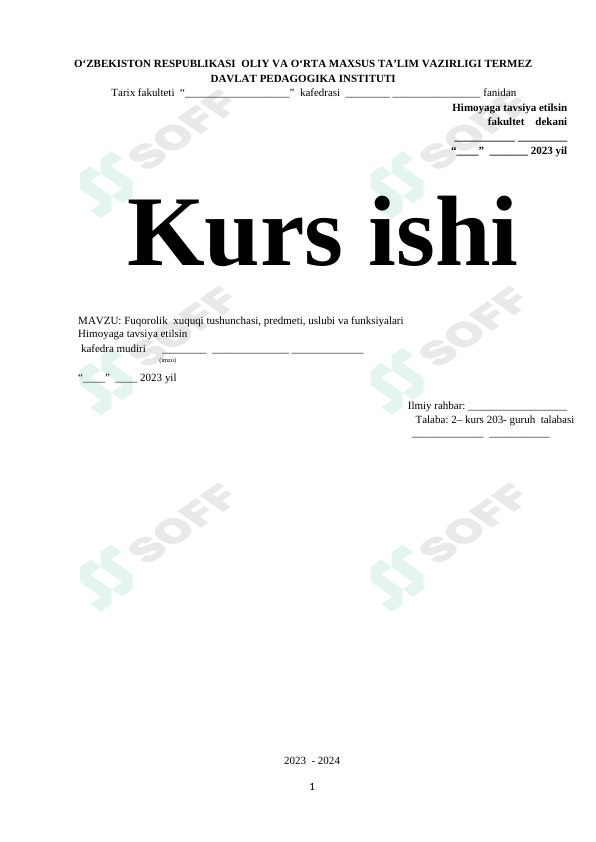 Fuqorolik xuquqi tushunchasi, predmeti, uslubi va funksiyalari