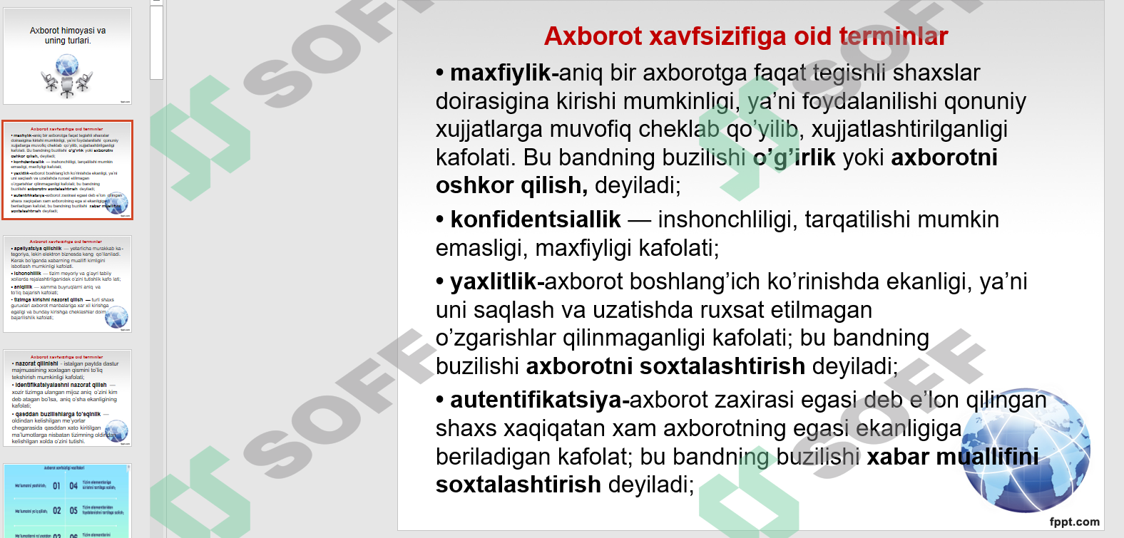 Axborot himoyasi va uning turlari.