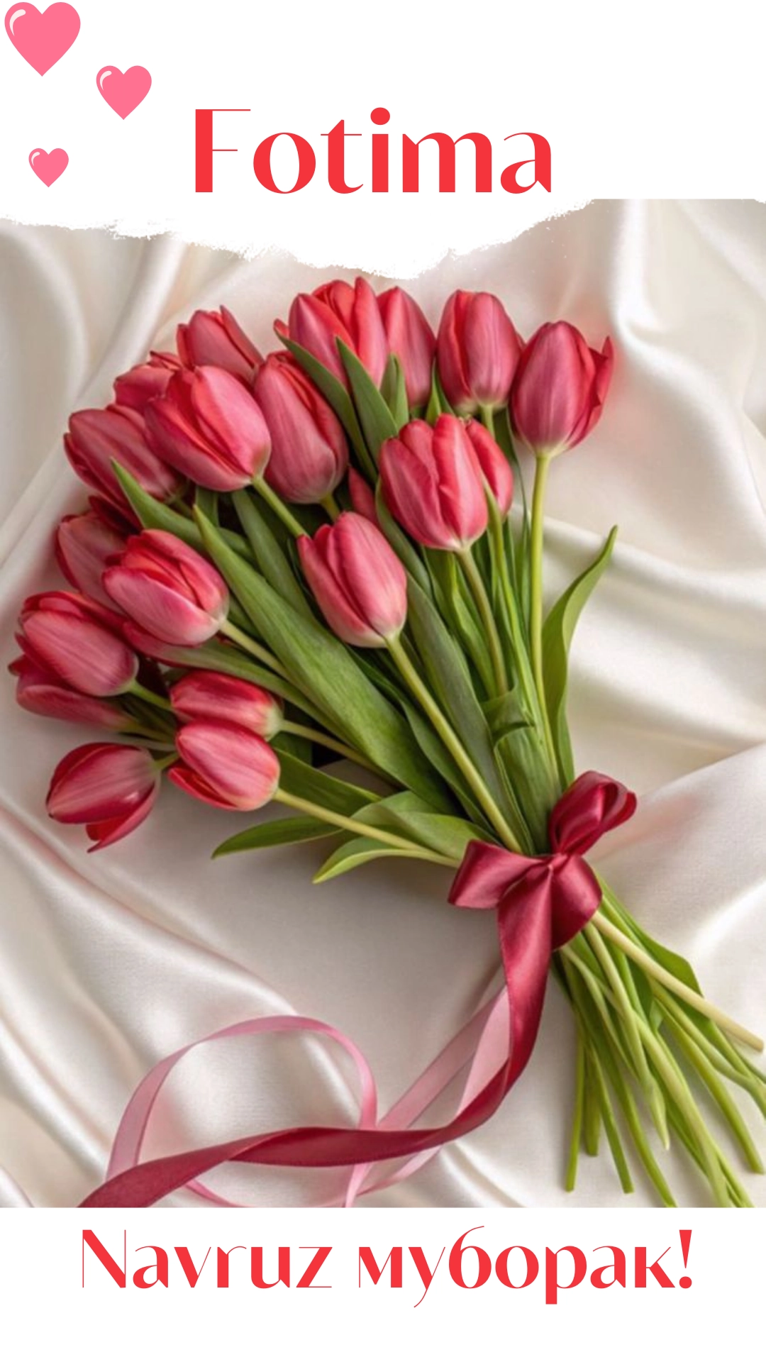 Fotima ismli qizlar uchun tabrik qo'gozi. Instagram,Telegram va boshqa sahifalarda ham bo'lishish yoki qo'yib yuborish mumkin