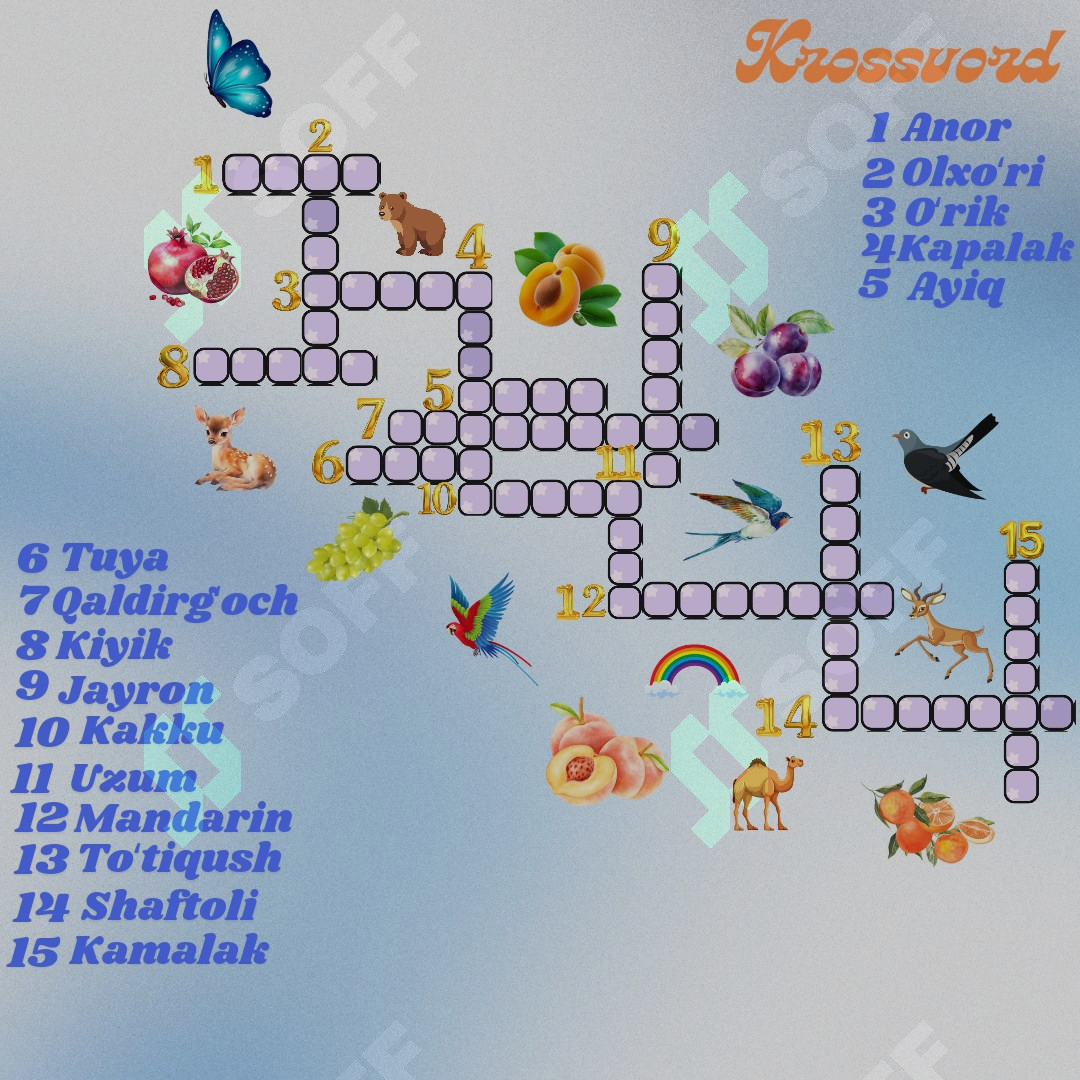 Krossvord, qiziqarli boshqotirma oʻyini / Barchaga birdek