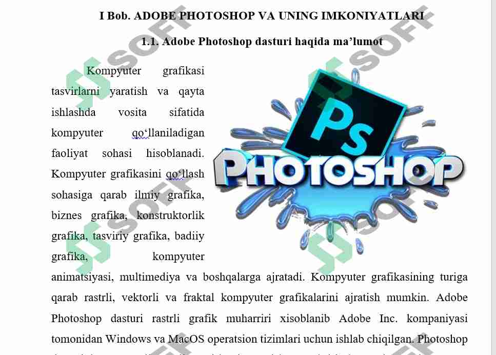 Photoshop dasturiy paketi va uning imkoniyatlaridan amaliy darslarda foydalanish