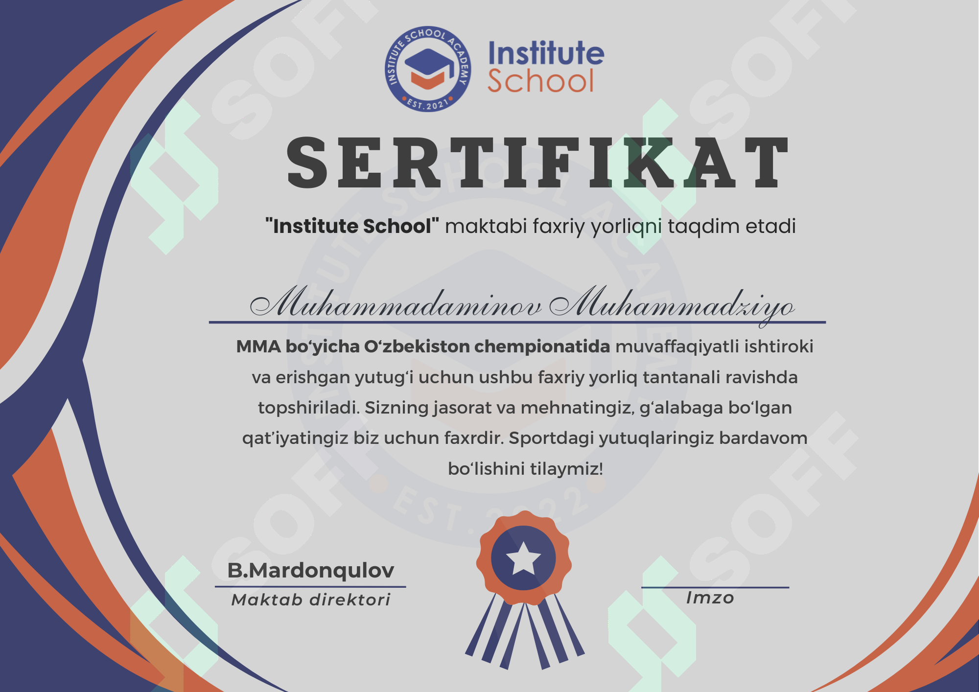 Sertifikat | Diplom namunasi