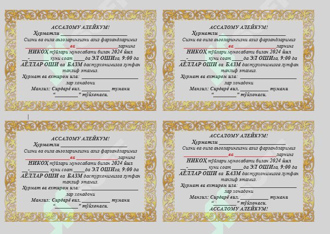 Taklifnoma shablon..