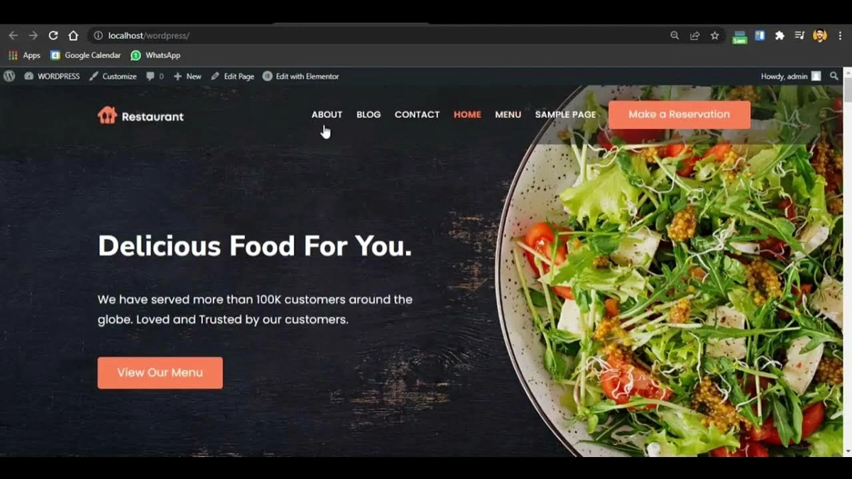 Cafe yoki restoran sayti (Wordpress)